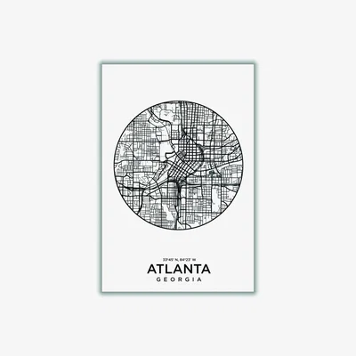 Wolf & Badger Black Map Of Atlanta Large Stanley Print House