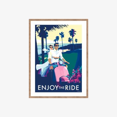 Wolf & Badger Enjoy The Ride Vintage Style Quote Print | A4 | 210 X 297Mm | Becky Bettesworth
