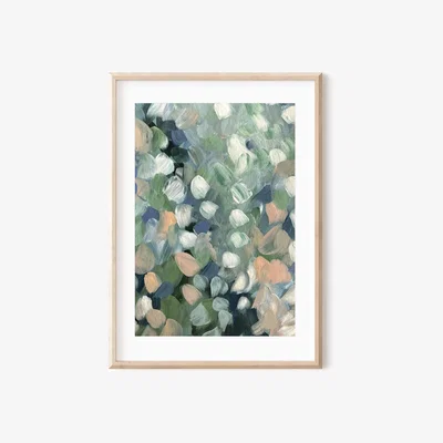 Wolf & Badger Green / Neutrals Scattered Petals Abstract Print A3 297 X 420Mm Emily M Art & Design