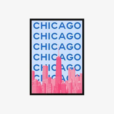 Wolf & Badger Blue Chicago Skyline Pop Poster | Artchi