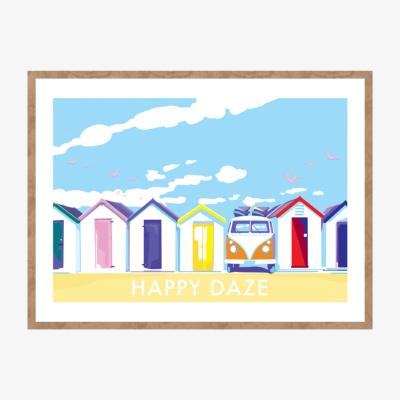 Wolf & Badger Happy Daze Vintage Style Quote Print | A4 | 210 X 297Mm | Becky Bettesworth