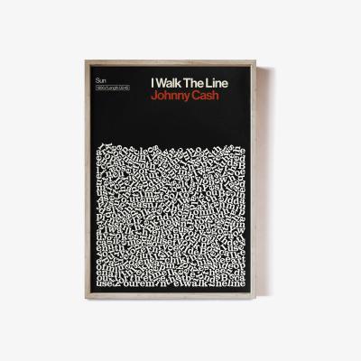 Wolf & Badger I Walk The Line - Johnny Cash - Song Lyric Print A0 841 X 1189Mm Reign & Hail