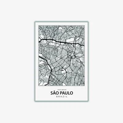 Wolf & Badger Black Map Of Sao Paulo Extra Large Stanley Print House