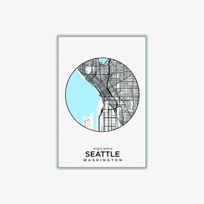 Wolf & Badger Blue Map Of Seattle Medium Stanley Print House