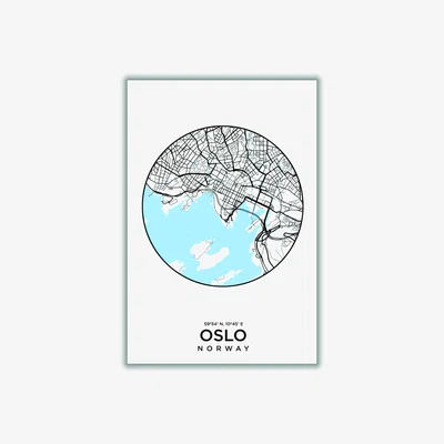 Wolf & Badger Blue Map Of Oslo Medium Stanley Print House