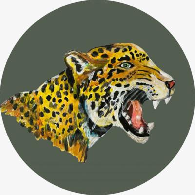 Wolf & Badger Yellow / Orange Circle Wall Sticker Panther Catchii