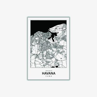 Wolf & Badger Black Map Of Havana Cuba Large Stanley Print House