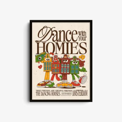 Wolf & Badger Neutrals Dance With Your Homies - Off White - Giclee Fine Art Print - Small | 12 X 16" | East Side Studio London