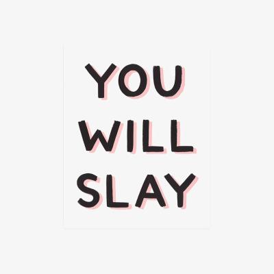 Wolf & Badger You Will Slay Art Print Sixteen By Twenty Inches Girl W/ Knife