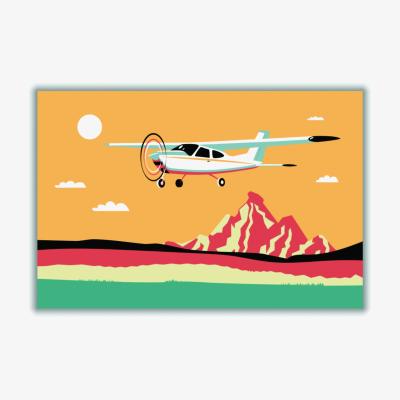 Wolf & Badger Yellow / Orange Airplane Landscape Xxs Stanley Print House