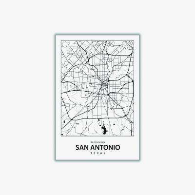 Wolf & Badger Black Map Of San Antonio Texas Xxs Stanley Print House