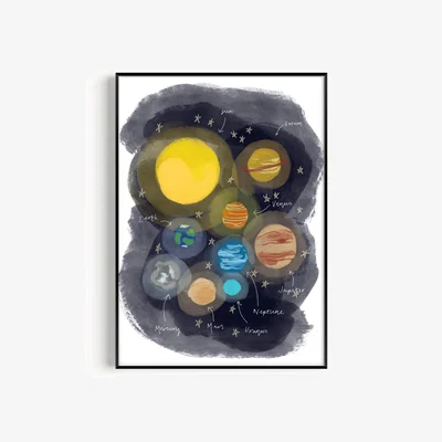 Wolf & Badger Black Space Art Print - A3 Natalie Cass Art
