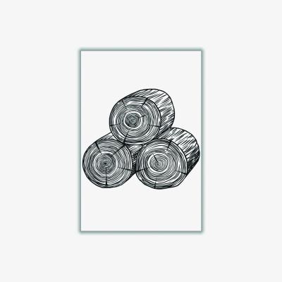 Wolf & Badger Black Stack O' Firewood A1 594 X 841Mm Stanley Print House