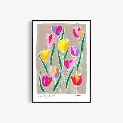 Wolf & Badger Neutrals Tulips Hand Painted Art Print - A3 | Natalie Cass Art
