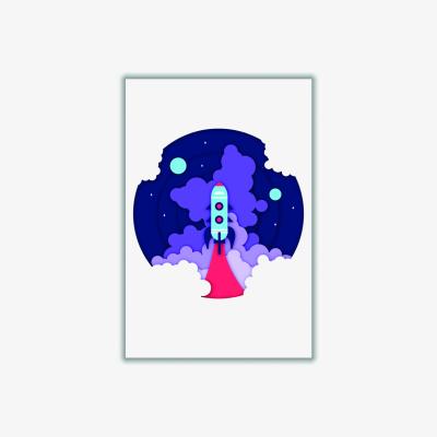 Wolf & Badger Pink / Purple To The Moon A2 420 X 594Mm Stanley Print House