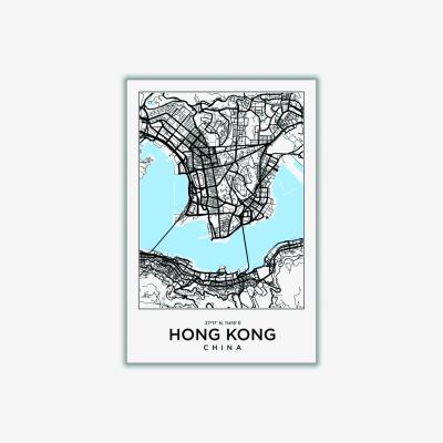 Wolf & Badger Blue Map Of Hong Kong China Extra Large Stanley Print House