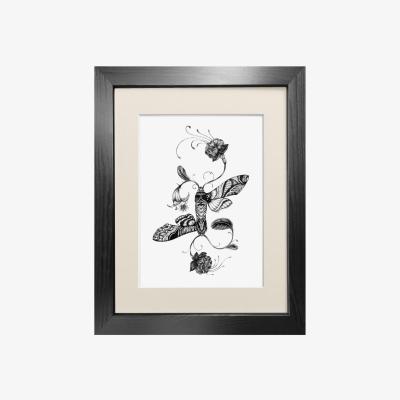 Wolf & Badger Black Fuchsiadoptera Fine Art Print A3 Emily Carter
