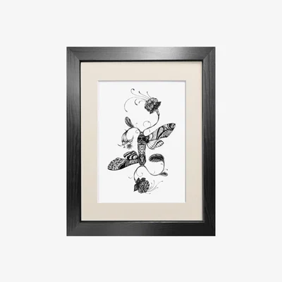 Wolf & Badger Black Fuchsiadoptera Fine Art Print A3 Emily Carter