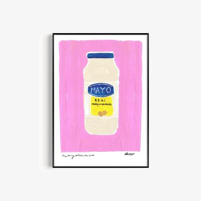 Wolf & Badger Pink / Purple Mayonnaise Hand Painted Art Print - A2 | Natalie Cass Art