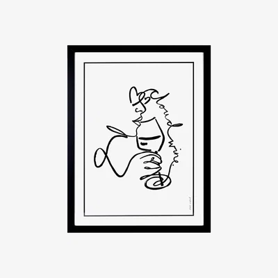 Wolf & Badger Black Cloud Wine - Line Art Print A3 Byam England
