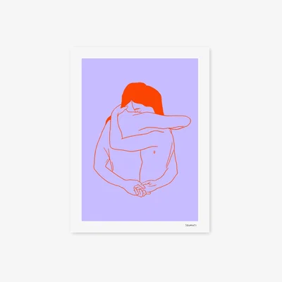 Wolf & Badger Pink / Purple / Yellow Anchor Art Print 45X60Cm Soumati Studio