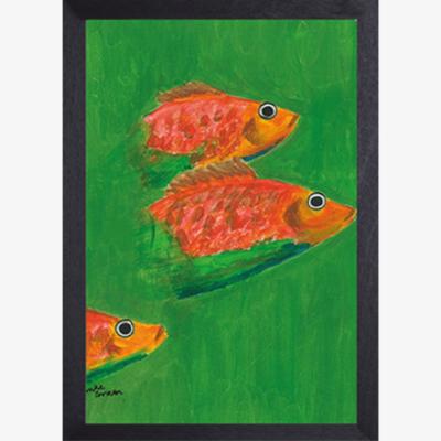 Wolf & Badger Green 3 Fish Fine Art Print A3 Catchii