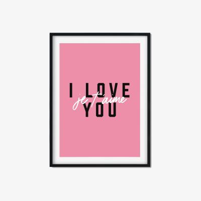 Wolf & Badger Pink / Purple I Love You A3 297 X 420Mm The Native State