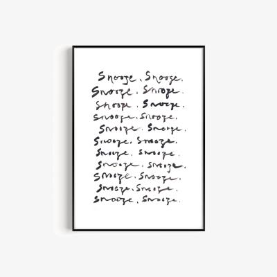 Wolf & Badger Black / White Snooze Hand Painted Art Print - A3 | Natalie Cass Art