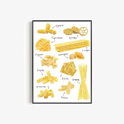Wolf & Badger Yellow / Orange Pasta Hand Painted Art Print - A3 Natalie Cass Art