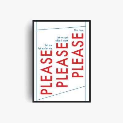 Wolf & Badger Please Please Please Retro Music Song Lyric Christmas Gift Art Print A2 | A2 | 420 X 594Mm | Fanclub