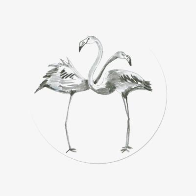 Wolf & Badger Grey Circle Wall Sticker Black & White Flamingos Catchii