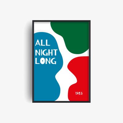 Wolf & Badger All Night Long Retro Abstract Slogan Music Giclée Art Print A3 | A3 | 297 X 420Mm | Fanclub
