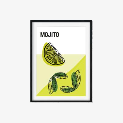 Wolf & Badger Green Mojito Cocktail A3 297 X 420Mm The Native State