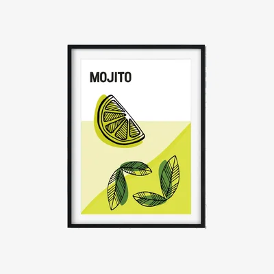 Wolf & Badger Green Mojito Cocktail A3 297 X 420Mm The Native State