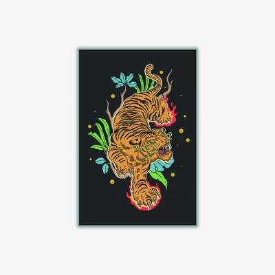 Wolf & Badger Yellow / Orange Classic Tiger Tattoo Medium Stanley Print House