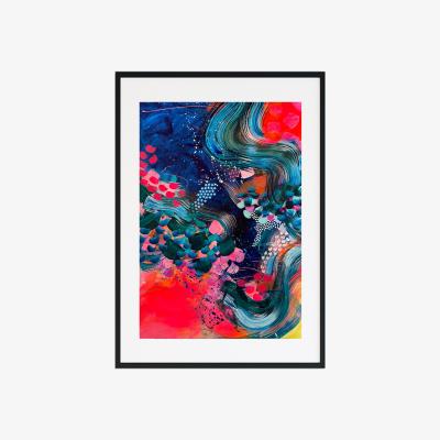 Wolf & Badger Blue / Yellow / Orange Solar Power Large Abstract Print Jessica Slack Studio