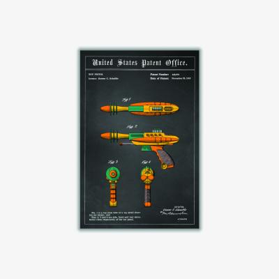 Wolf & Badger Yellow / Orange Raygun Patent A4 210 X 297Mm Stanley Print House