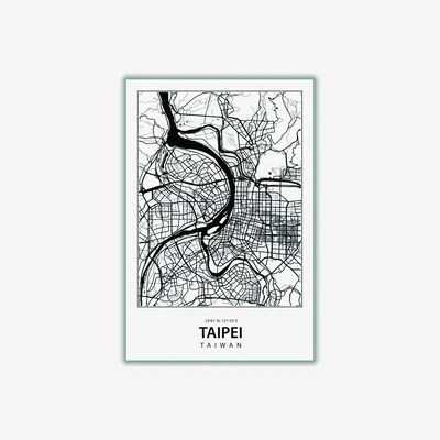 Wolf & Badger Black Map Of Taipei A2 420 X 594Mm Stanley Print House
