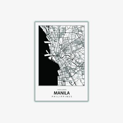 Wolf & Badger Black Map Of Manila Large Stanley Print House