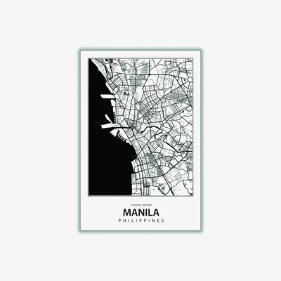 Wolf & Badger Black Map Of Manila Large Stanley Print House