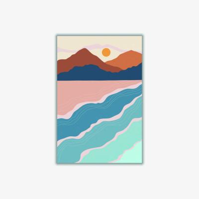 Wolf & Badger Blue Beach & Mountains - 3 A4 210 X 297Mm Stanley Print House
