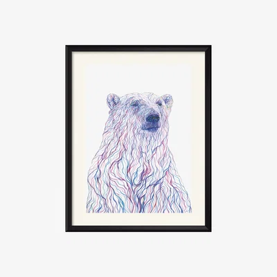 Wolf & Badger Pink / Purple Polar Bear Art Print Claudine O'sullivan Illustration & Design
