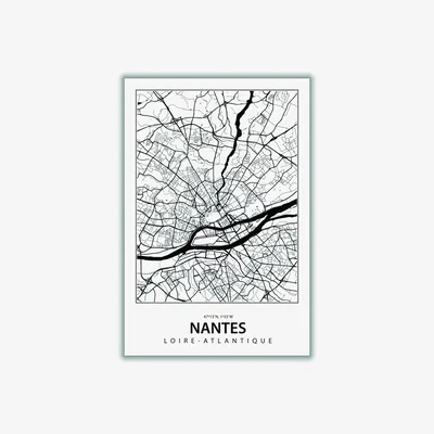 Wolf & Badger Black Map Of Nantes Xxs Stanley Print House