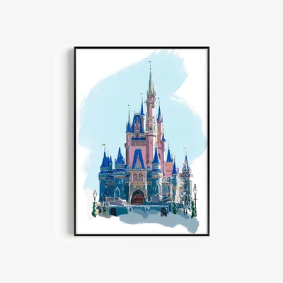 Wolf & Badger Blue Magic Castle Art Print - A2 Natalie Cass Art