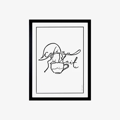 Wolf & Badger Black Café Au Lait - Line Art Print A3 Byam England