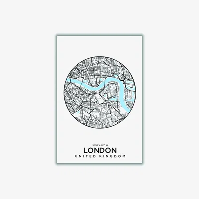 Wolf & Badger Blue Map Of London A3 297 X 420Mm Stanley Print House