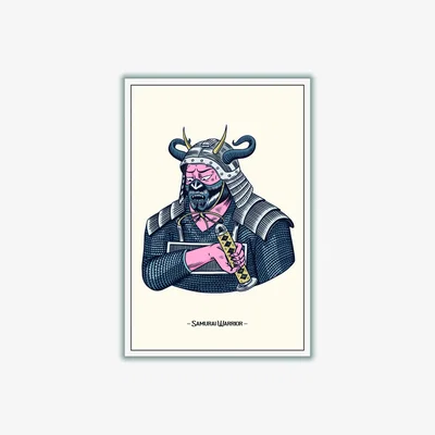 Wolf & Badger Grey Samurai Warrior A3 297 X 420Mm Stanley Print House