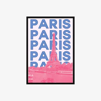 Wolf & Badger Pink / Purple Paris Eiffel Charm Poster | Artchi