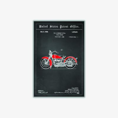 Wolf & Badger Red Harley Davidson Motorcycle Patent A2 420 X 594Mm Stanley Print House
