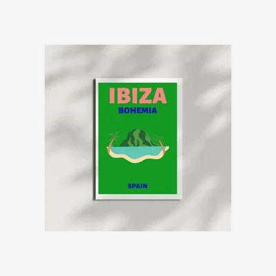 Wolf & Badger Green Ibiza Bohemia Travel Poster | Artchi